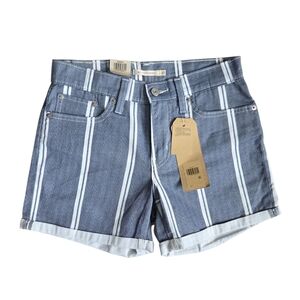 Levi's Blue and White Striped Mid Rise Jean Shorts NWT